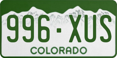 CO license plate 996XUS