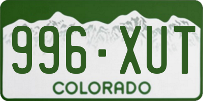 CO license plate 996XUT