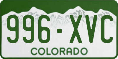 CO license plate 996XVC
