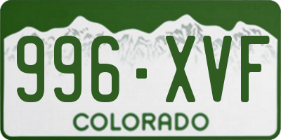 CO license plate 996XVF