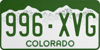 CO license plate 996XVG