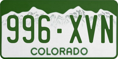 CO license plate 996XVN