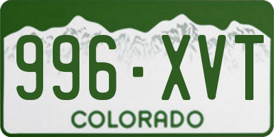 CO license plate 996XVT
