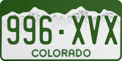 CO license plate 996XVX
