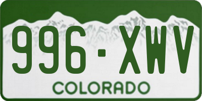 CO license plate 996XWV