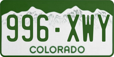 CO license plate 996XWY