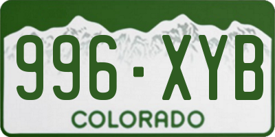 CO license plate 996XYB
