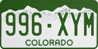 CO license plate 996XYM