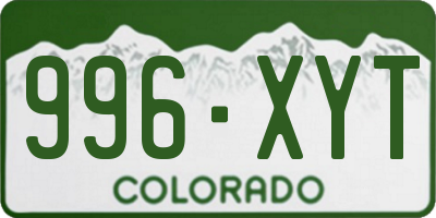 CO license plate 996XYT