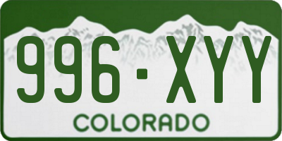 CO license plate 996XYY