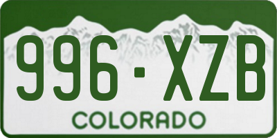 CO license plate 996XZB
