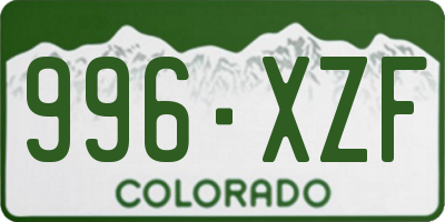 CO license plate 996XZF