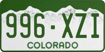 CO license plate 996XZI