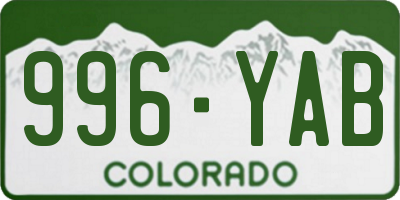 CO license plate 996YAB