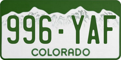 CO license plate 996YAF