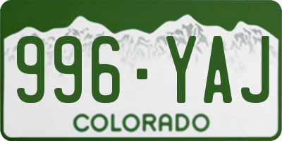 CO license plate 996YAJ