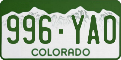 CO license plate 996YAO