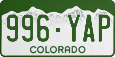 CO license plate 996YAP