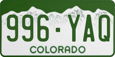 CO license plate 996YAQ