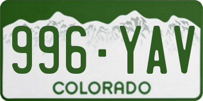 CO license plate 996YAV