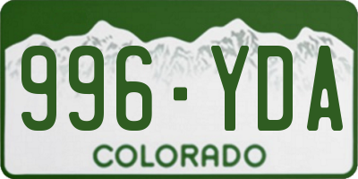 CO license plate 996YDA