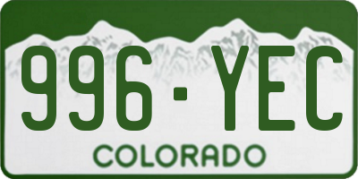 CO license plate 996YEC