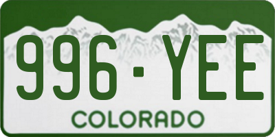CO license plate 996YEE