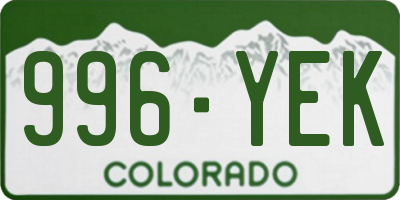 CO license plate 996YEK