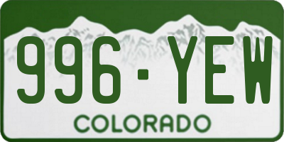 CO license plate 996YEW