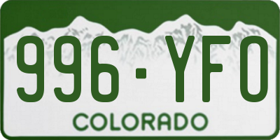 CO license plate 996YFO