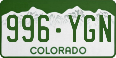 CO license plate 996YGN