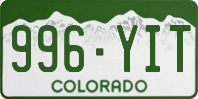 CO license plate 996YIT