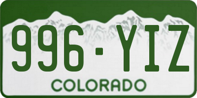 CO license plate 996YIZ