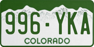 CO license plate 996YKA