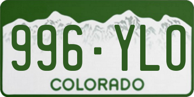 CO license plate 996YLO