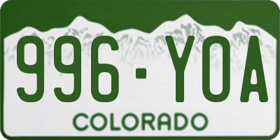 CO license plate 996YOA