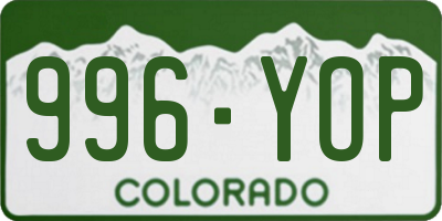 CO license plate 996YOP