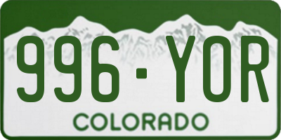 CO license plate 996YOR