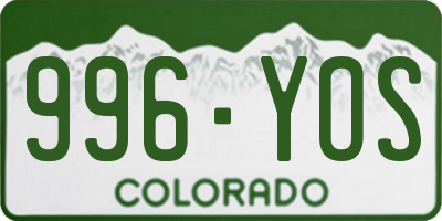 CO license plate 996YOS