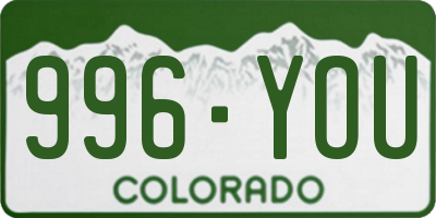 CO license plate 996YOU