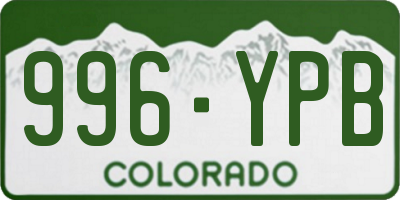 CO license plate 996YPB