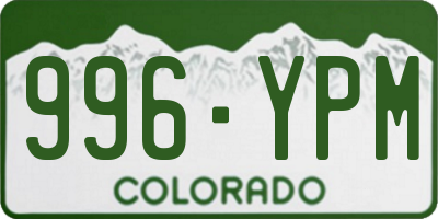 CO license plate 996YPM