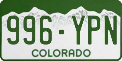CO license plate 996YPN