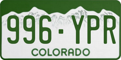 CO license plate 996YPR