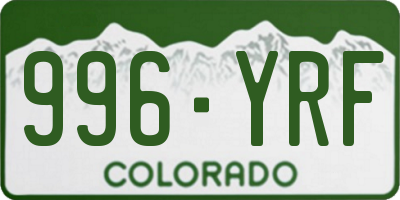CO license plate 996YRF