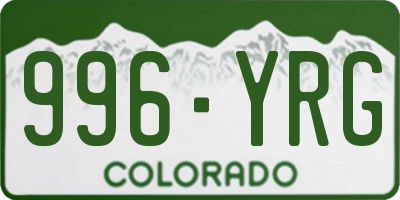 CO license plate 996YRG