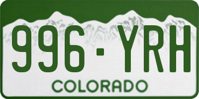 CO license plate 996YRH