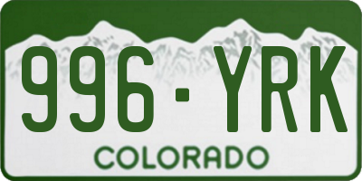 CO license plate 996YRK