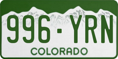 CO license plate 996YRN