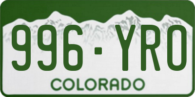 CO license plate 996YRO